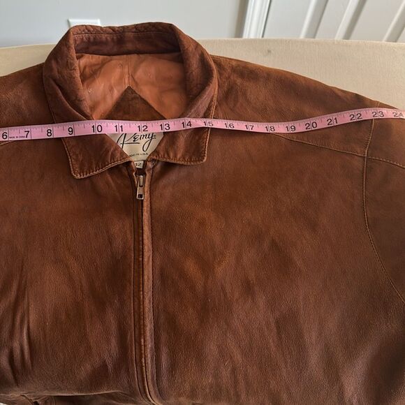 Vintage 80's Remy Men’s Buttery Soft Leather Bomber Jacket Brown Size 42 - Picture 12 of 16
